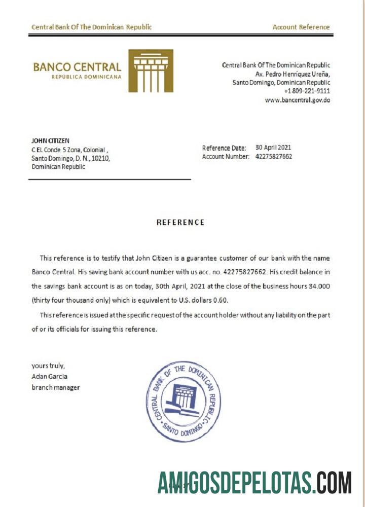 Referência do Banco Central da Dominica amostra